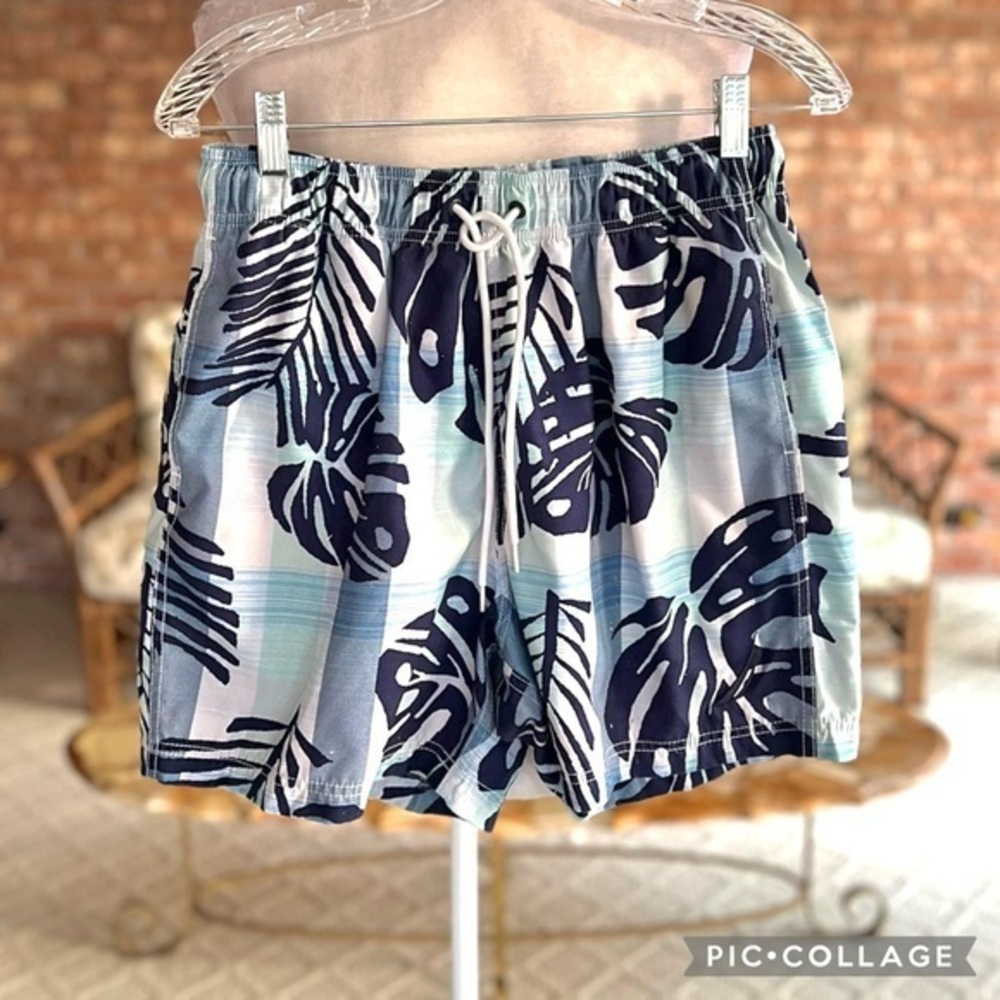 Nautica Men’s Blue Swim Trunks Palm Tropical M